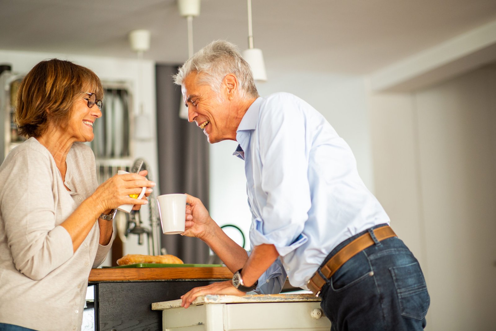 Elderly couple enjoying tea together